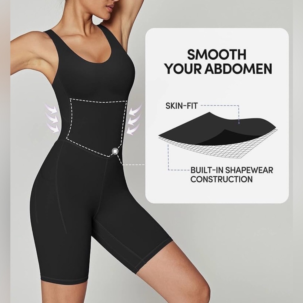 IUGA One Piece Tummy Support Black Jumpsuit NWT - Picture 3 of 9